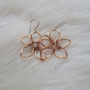 Flower dangle earrings copper Flower Dangle Earrings Boho Jewelry Festival...